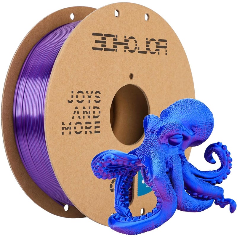 3DHoJor Silk PLA Filament 1.75mm Blue Purple Dual Color PLA 3D Printer Filament 2 in 1 Coextrusion 1KG Spool(2.2lbs) 3D Printing Filament Dimensional Accuracy +/- 0.03mm Fits for Most FDM 3D Printers - Image 1
